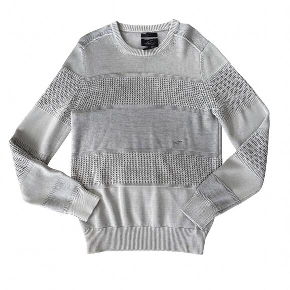 Alpinestars Slim Knit Sweater M Gray Textured Crewneck Made in Italy Moto Casual - Picture 1 of 6